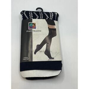 FOOT TRAFFIC Women's Black Cutout Stretch Pull-On Knee High Socks SZ OS